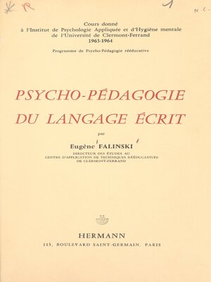 cover image of Psycho-pédagogie du langage écrit